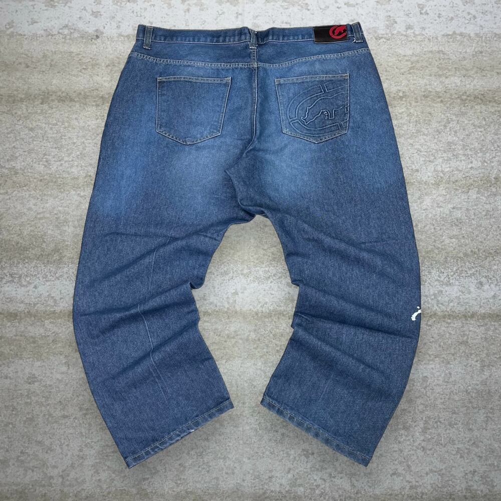 Vintage Y2K Ecko Skater Jeans 42x30 Athletic Fit Dark Wash Denim Rap Style Art